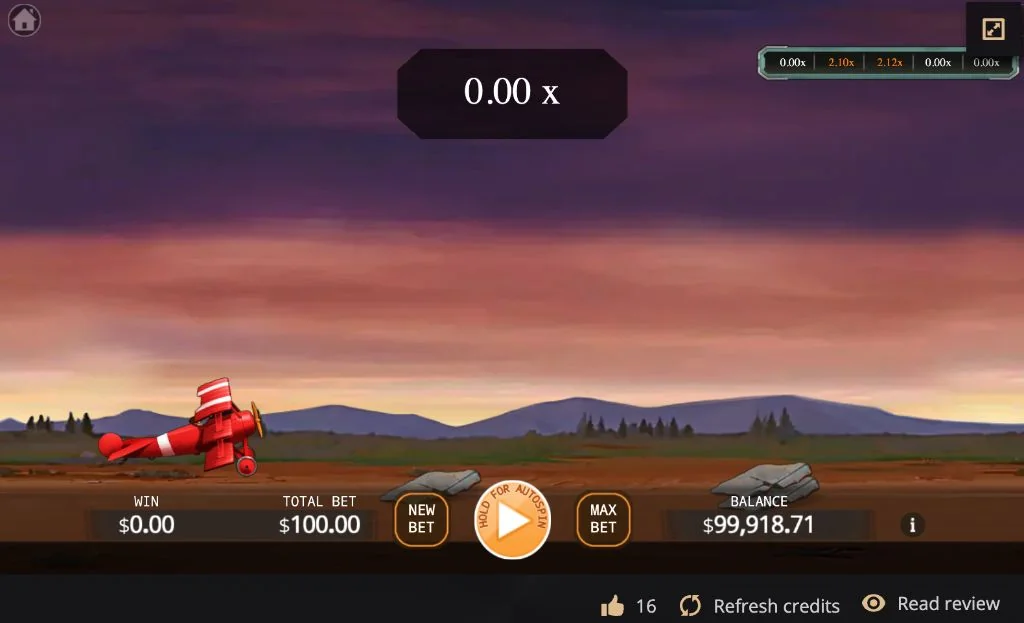 Gameplay screen showing a $100 total bet with the multiplier ready to climb